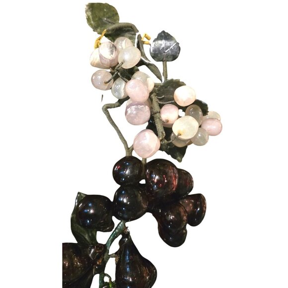 2 Vintage Alabaster & Glass Grape Cluster Decoration White Purple MCM - Picture 12 of 16